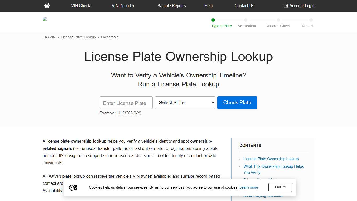 License Plate Ownership History Lookup